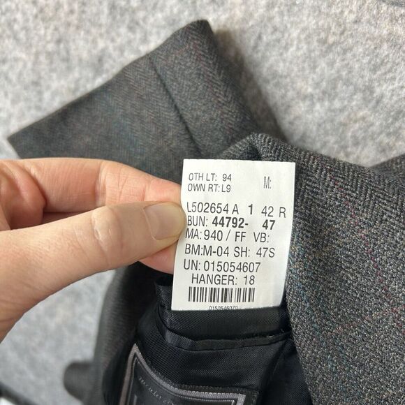 Vintage Ralph Lauren Blazer 100% Lambswool Mens Size 42R Gray Plaid Sports Coat - Picture 10 of 11